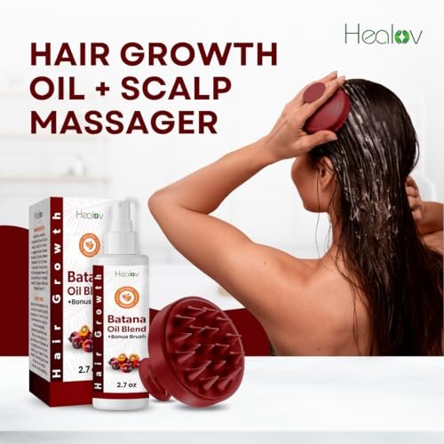 Batana Oil Hair Growth Spray with Scalp Massager – Natural Treatment for Hair Loss, Thinning, Bald Spots, Breakage – Strengthening, Thickening, Volumizing Serum for All Hair Types - görsel 3