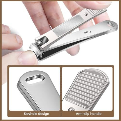 Upgrade Big Long Handled Toenail Clippers for Thick Nails for Seniors - Slanted Angled Head Large Toe Nail Clippers with Catcher, Wide Opening Sharp Precision Finger Nail Cutter for Men Women