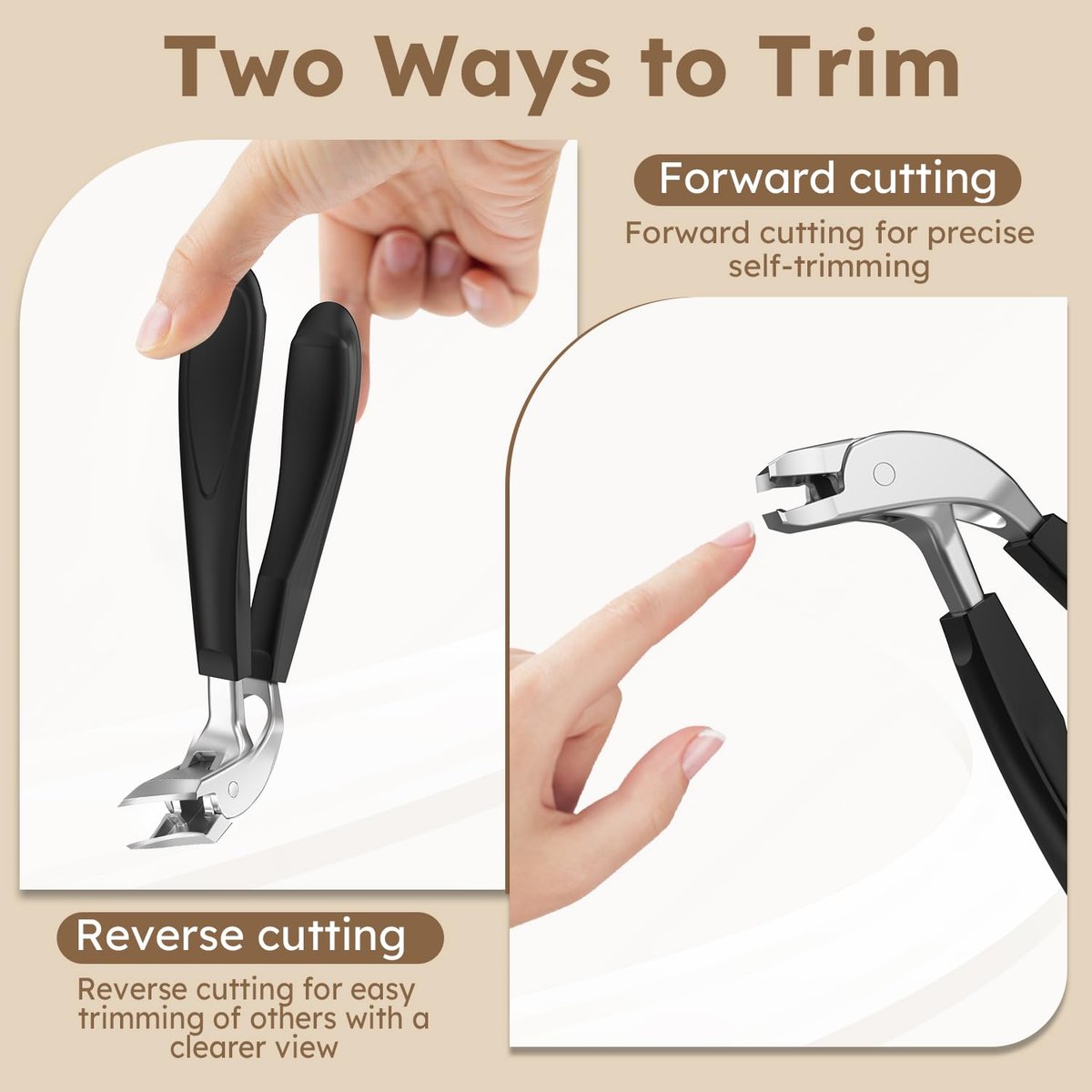 Upgrade Big Long Handled Toenail Clippers for Thick Nails for Seniors - Slanted Angled Head Large Toe Nail Clippers with Catcher, Wide Opening Sharp Precision Finger Nail Cutter for Men Women - görsel 9