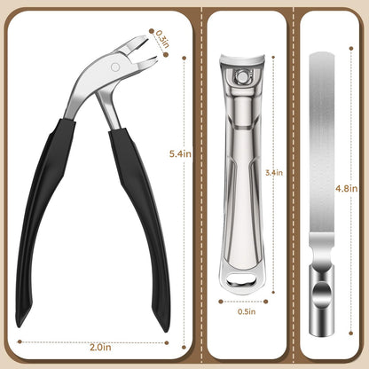 Upgrade Big Long Handled Toenail Clippers for Thick Nails for Seniors - Slanted Angled Head Large Toe Nail Clippers with Catcher, Wide Opening Sharp Precision Finger Nail Cutter for Men Women