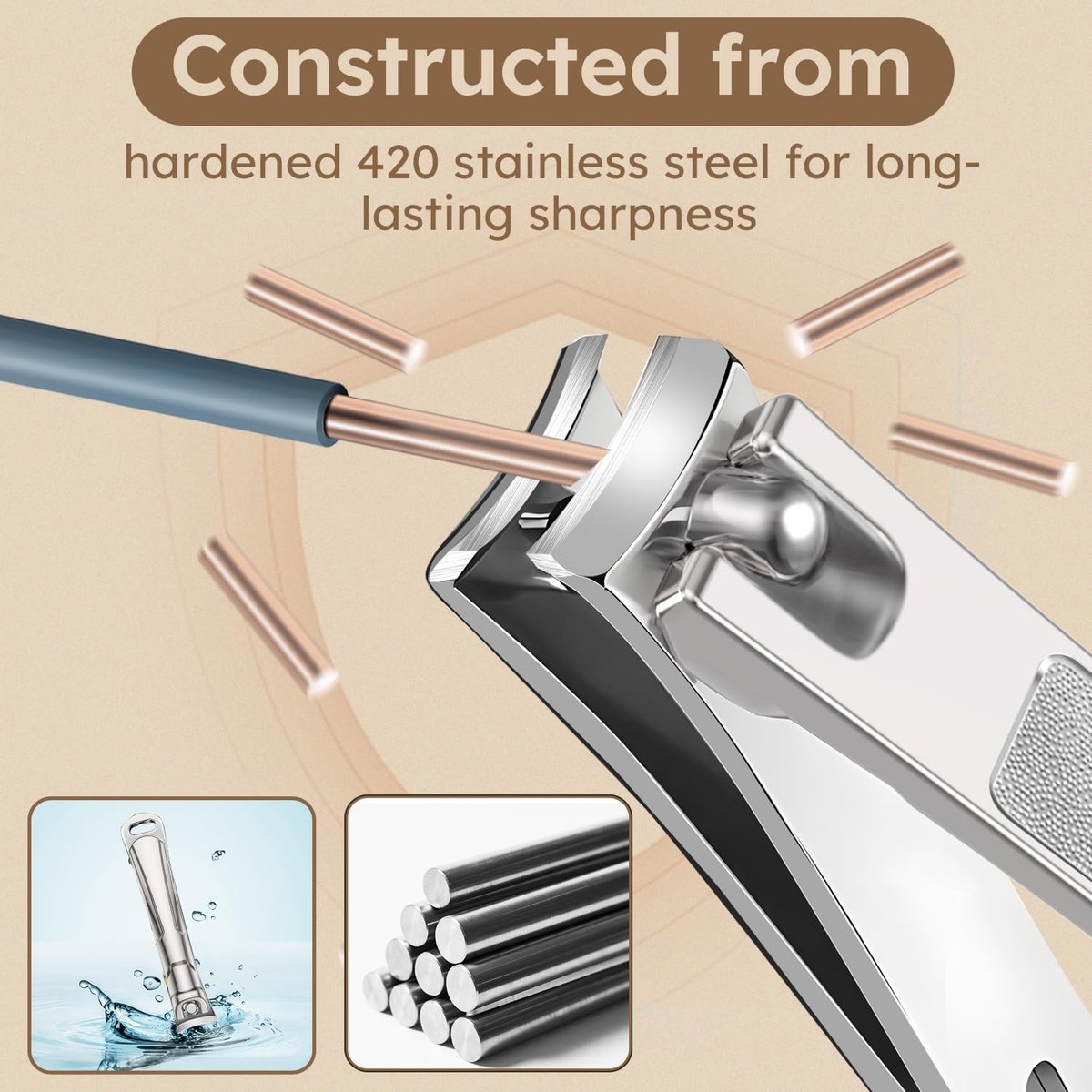 Upgrade Big Long Handled Toenail Clippers for Thick Nails for Seniors - Slanted Angled Head Large Toe Nail Clippers with Catcher, Wide Opening Sharp Precision Finger Nail Cutter for Men Women - görsel 15