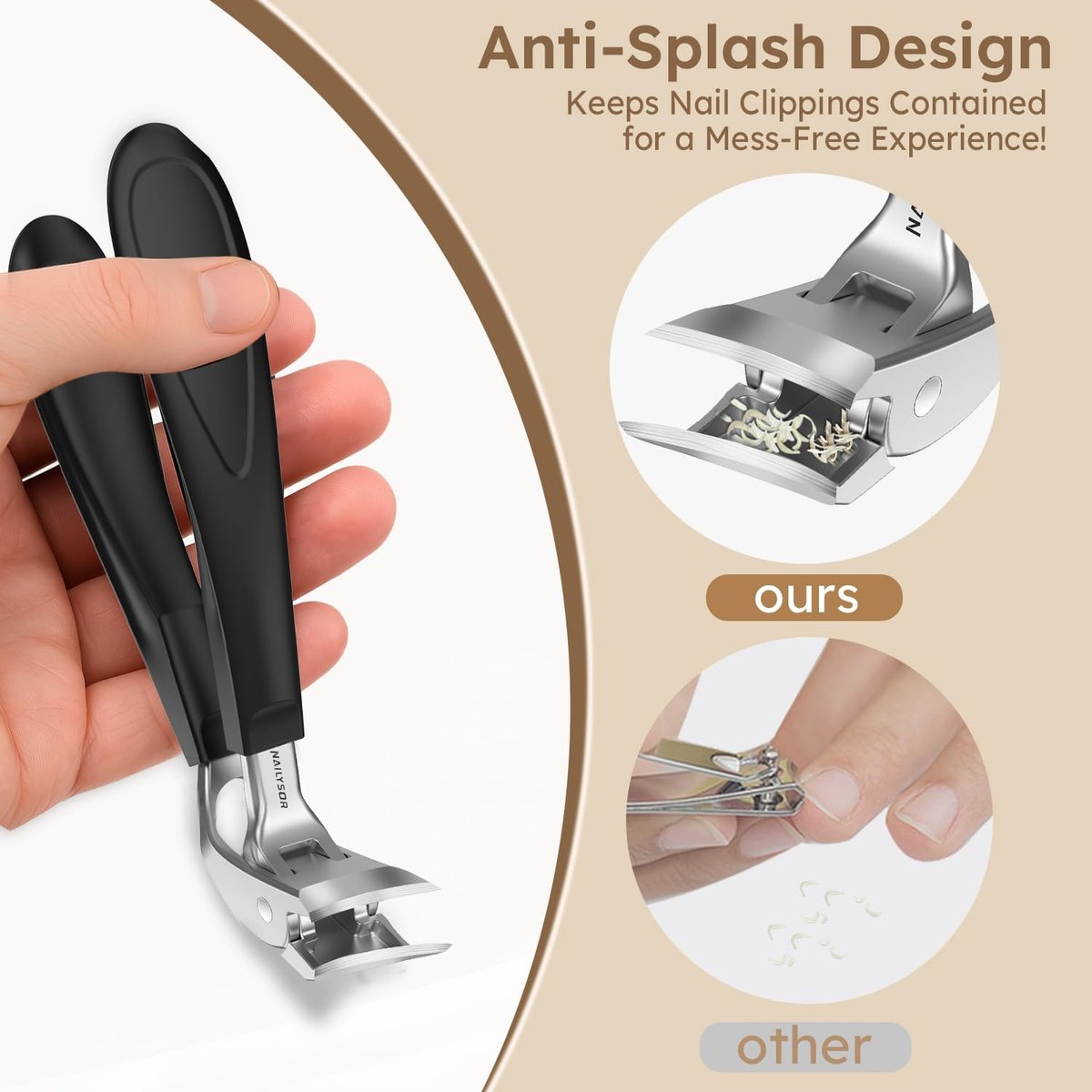 Upgrade Big Long Handled Toenail Clippers for Thick Nails for Seniors - Slanted Angled Head Large Toe Nail Clippers with Catcher, Wide Opening Sharp Precision Finger Nail Cutter for Men Women - görsel 7
