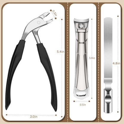 Upgrade Big Long Handled Toenail Clippers for Thick Nails for Seniors - Slanted Angled Head Large Toe Nail Clippers with Catcher, Wide Opening Sharp Precision Finger Nail Cutter for Men Women