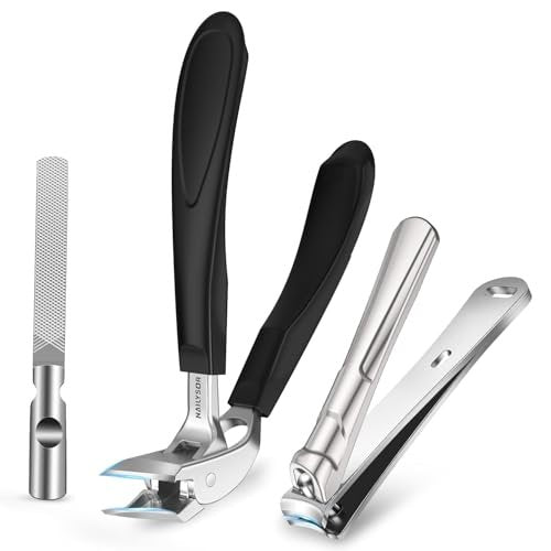 Upgrade Big Long Handled Toenail Clippers for Thick Nails for Seniors - Slanted Angled Head Large Toe Nail Clippers with Catcher, Wide Opening Sharp Precision Finger Nail Cutter for Men Women - görsel 2