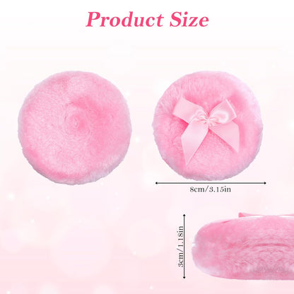 WJIAAA Large Fluffy Body Powder Puff - 4 Pack, 3.5 Inch Soft Reusable Round Loose Puff for Adults (4 Colors)