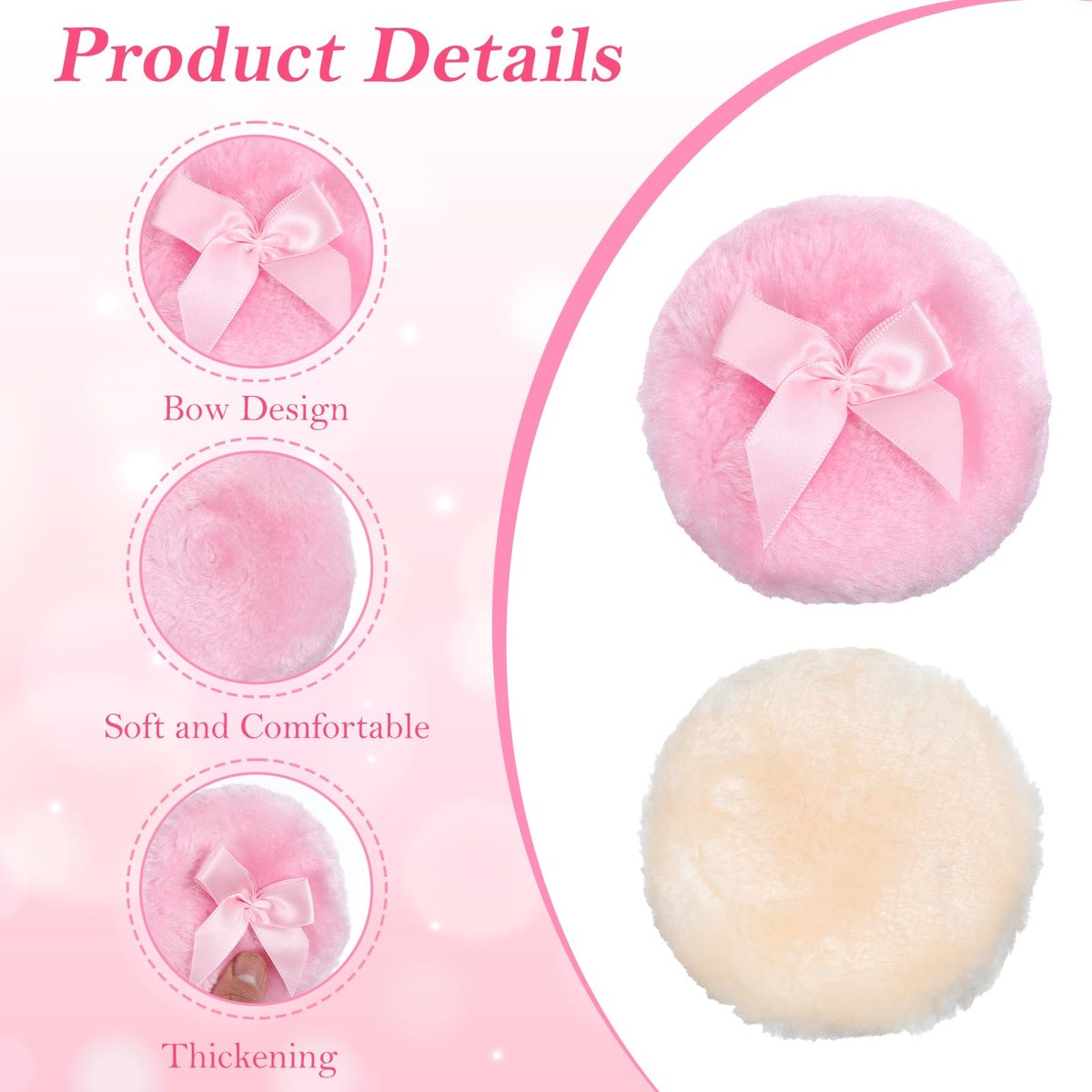 WJIAAA Large Fluffy Body Powder Puff - 4 Pack, 3.5 Inch Soft Reusable Round Loose Puff for Adults (4 Colors) - görsel 9