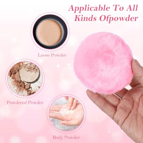 WJIAAA Large Fluffy Body Powder Puff - 4 Pack, 3.5 Inch Soft Reusable Round Loose Puff for Adults (4 Colors) - görsel 8