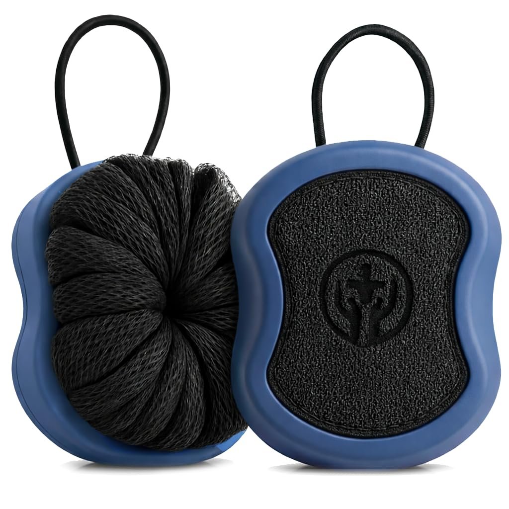Tilcare 2-Pack High Foaming Body Scrubber Exfoliator for Men and Women, Ergonomic Shower Scrub, Deep Exfoliating Travel Bath Brush Loofah, Durable Skin Wash Tool (Blue, Coir) - görsel 1
