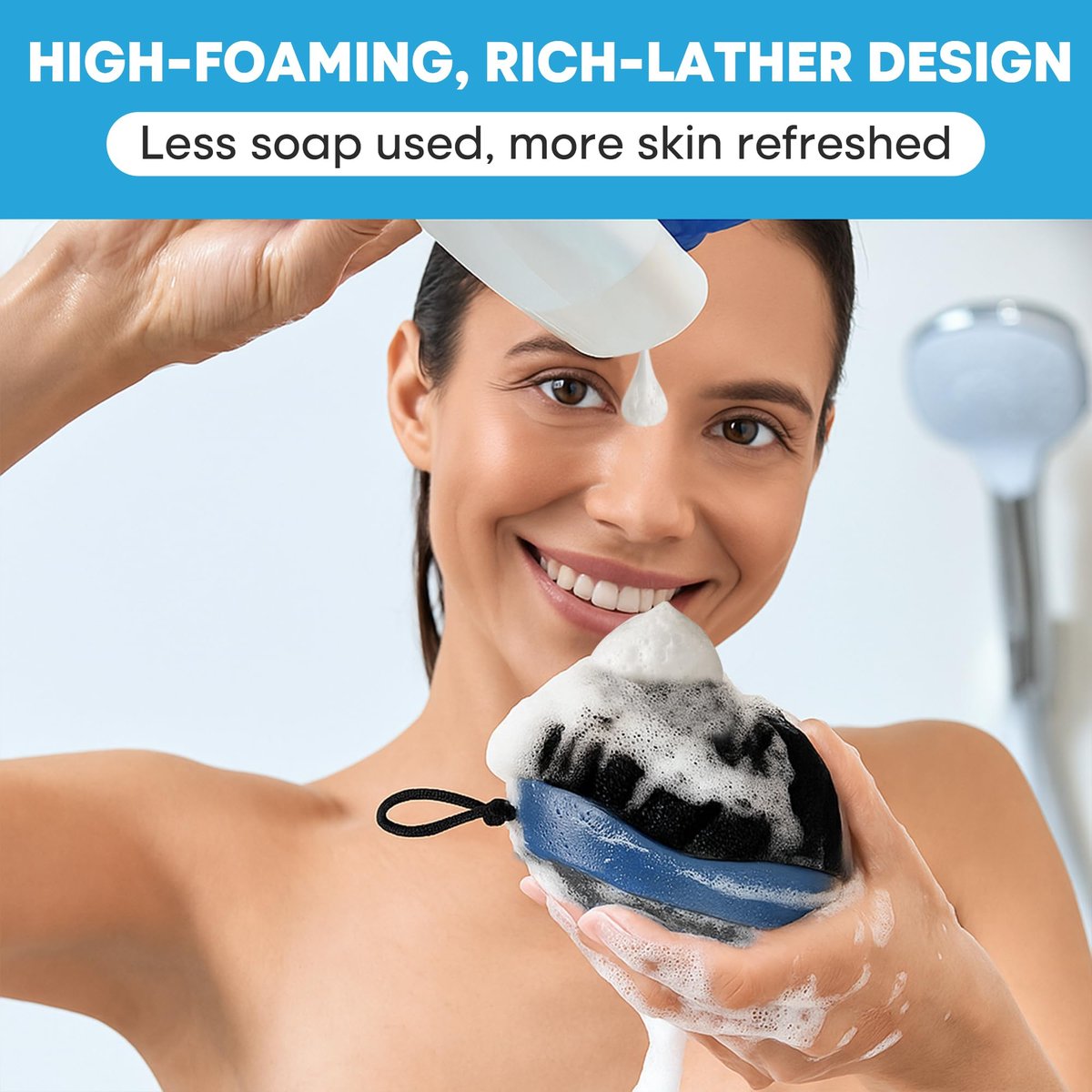 Tilcare 2-Pack High Foaming Body Scrubber Exfoliator for Men and Women, Ergonomic Shower Scrub, Deep Exfoliating Travel Bath Brush Loofah, Durable Skin Wash Tool (Blue, Coir) - görsel 7