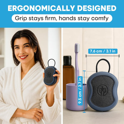 Tilcare 2-Pack High Foaming Body Scrubber Exfoliator for Men and Women, Ergonomic Shower Scrub, Deep Exfoliating Travel Bath Brush Loofah, Durable Skin Wash Tool (Blue, Coir)