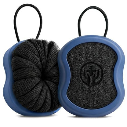 Tilcare 2-Pack High Foaming Body Scrubber Exfoliator for Men and Women, Ergonomic Shower Scrub, Deep Exfoliating Travel Bath Brush Loofah, Durable Skin Wash Tool (Blue, Coir)