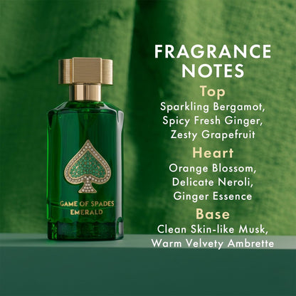 Jo Milano Game of Spades Emerald Parfum Spray – Unisex Warm Citrusy Fragrance 3.0 oz Avelisse
