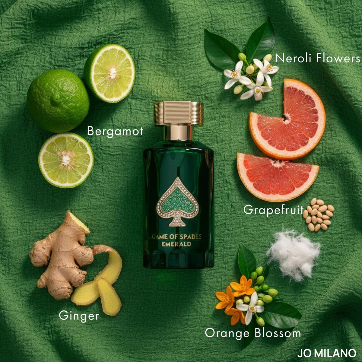 Jo Milano Game of Spades Emerald Parfum Spray – Unisex Warm Citrusy Fragrance 3.0 oz Avelisse