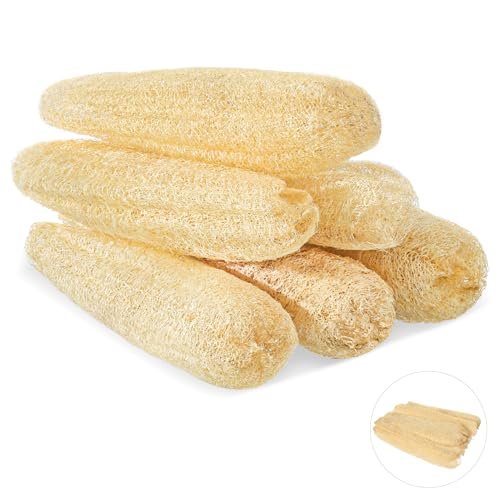 ZhouBoat 6 Pack Natural Loofah Sponge 15.7 Inch - Organic Exfoliating Sponge for Kitchen, Bath & Body Scrub Avelisse