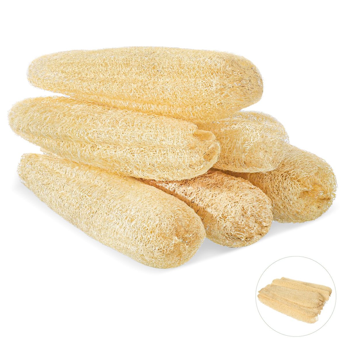 ZhouBoat 6 Pack Natural Loofah Sponge 15.7 Inch - Organic Exfoliating Sponge for Kitchen, Bath & Body Scrub Avelisse