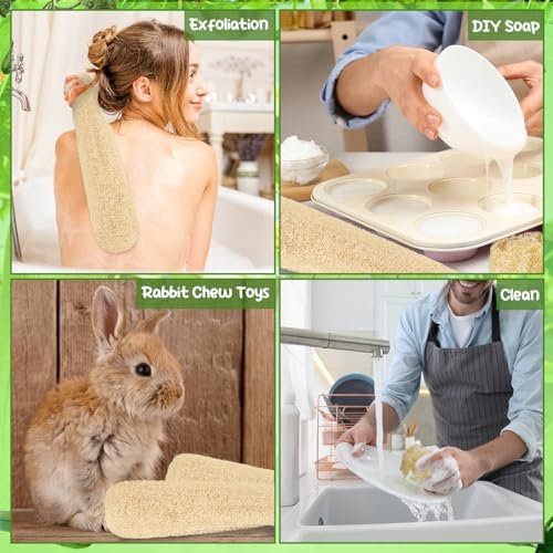 ZhouBoat 6 Pack Natural Loofah Sponge 15.7 Inch - Organic Exfoliating Sponge for Kitchen, Bath & Body Scrub Avelisse