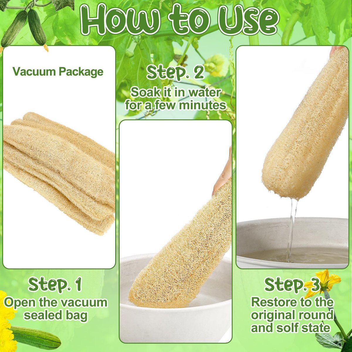 ZhouBoat 6 Pack Natural Loofah Sponge 15.7 Inch - Organic Exfoliating Sponge for Kitchen, Bath & Body Scrub Avelisse