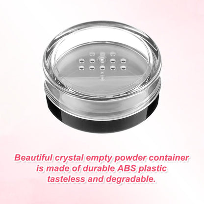3 Pack 10ml Black Plastic Refillable Loose Powder Containers with Rotatable Sifter & Leakproof Lid