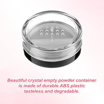 3 Pack 10ml Black Plastic Refillable Loose Powder Containers with Rotatable Sifter & Leakproof Lid