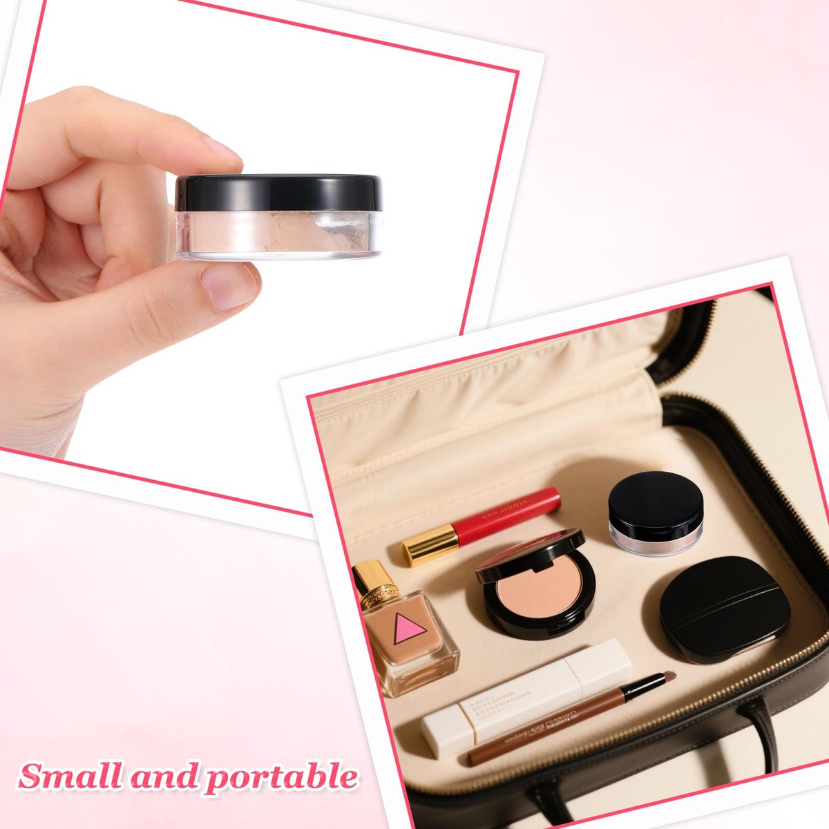 3 Pack 10ml Black Plastic Refillable Loose Powder Containers with Rotatable Sifter & Leakproof Lid - görsel 11