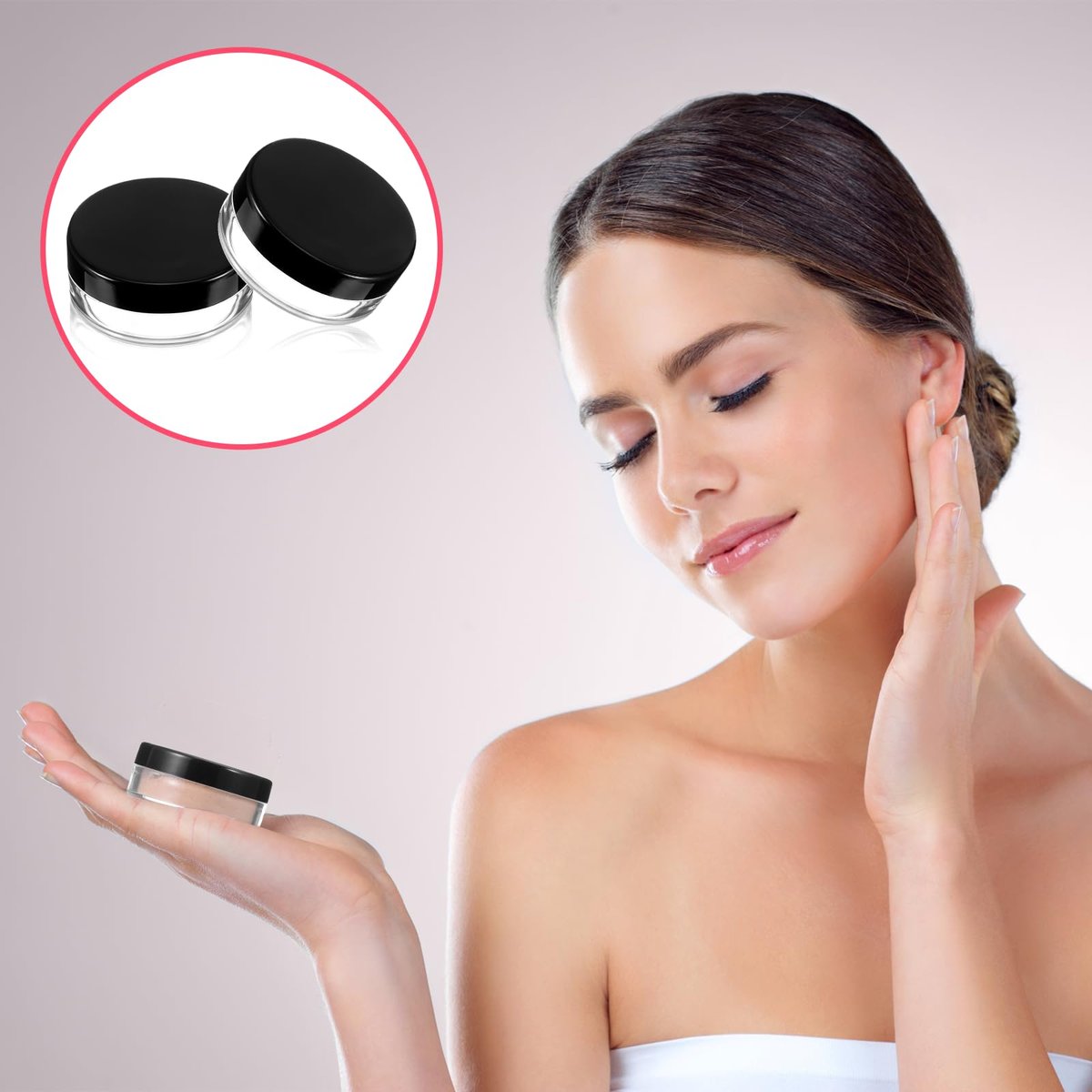 3 Pack 10ml Black Plastic Refillable Loose Powder Containers with Rotatable Sifter & Leakproof Lid - görsel 13