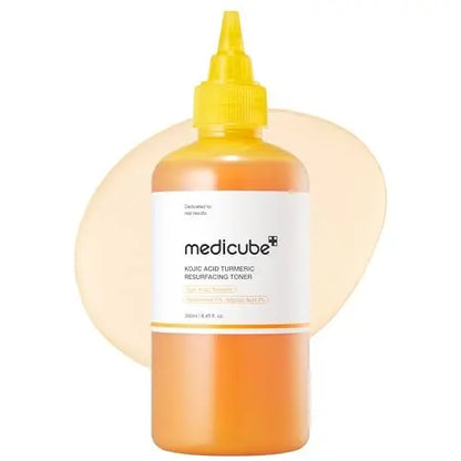 medicube Kojic Acid Turmeric Smoothing Toner for Face & Body | Lightweight Toner for Balancing Uneven Skin Tone & Texture | Niacinamide, Glycolic Acid for Clear Glass Skin | 8.45 fl.oz Avelisse