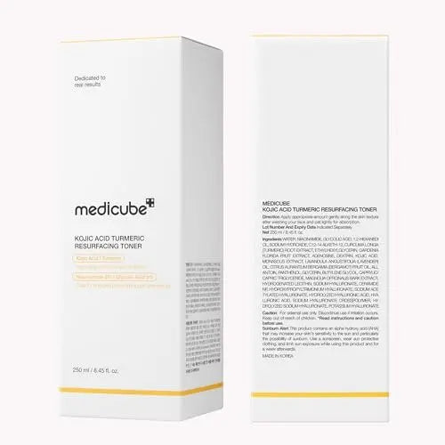 medicube Kojic Acid Turmeric Smoothing Toner for Face & Body | Lightweight Toner for Balancing Uneven Skin Tone & Texture | Niacinamide, Glycolic Acid for Clear Glass Skin | 8.45 fl.oz Avelisse