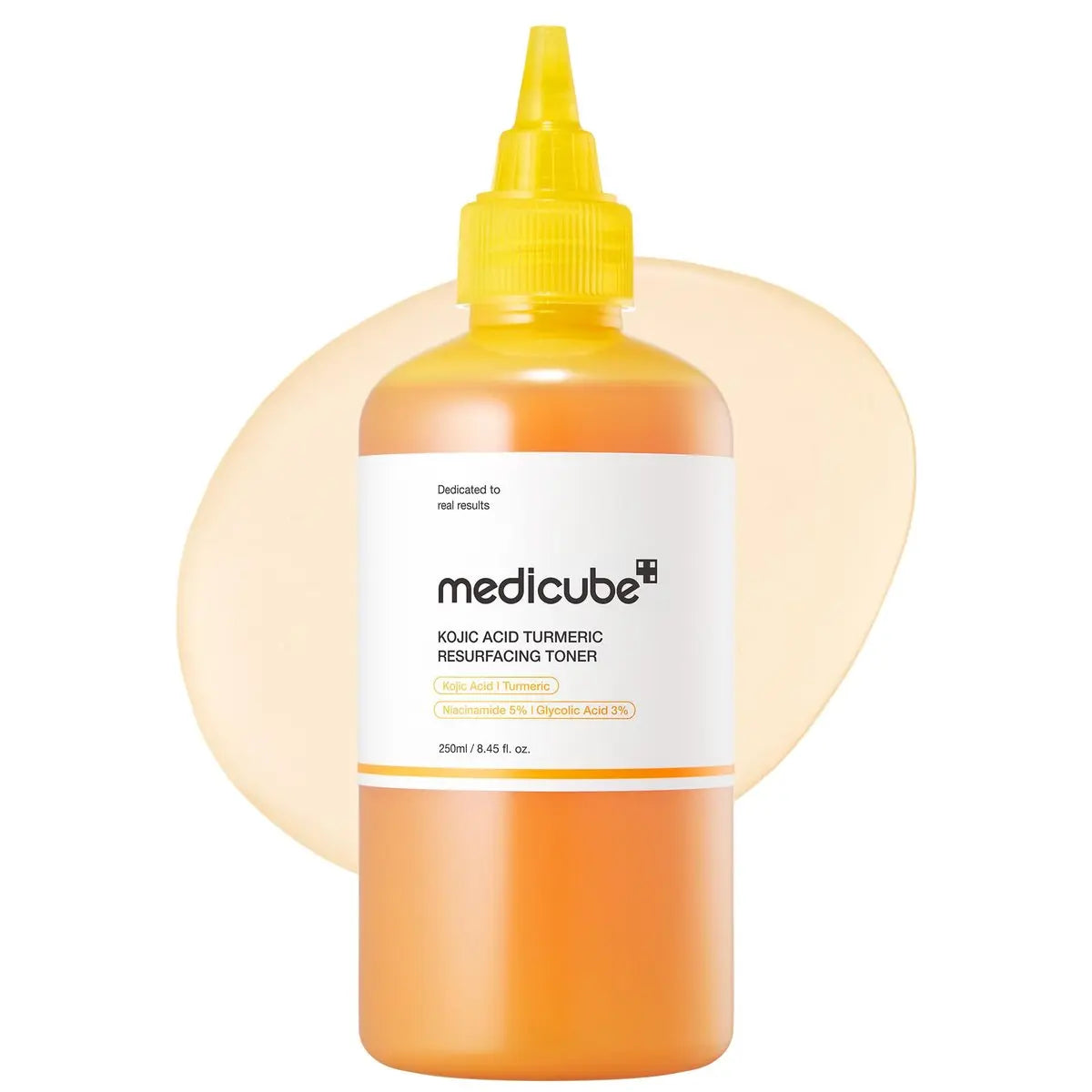medicube Kojic Acid Turmeric Smoothing Toner for Face & Body | Lightweight Toner for Balancing Uneven Skin Tone & Texture | Niacinamide, Glycolic Acid for Clear Glass Skin | 8.45 fl.oz Avelisse
