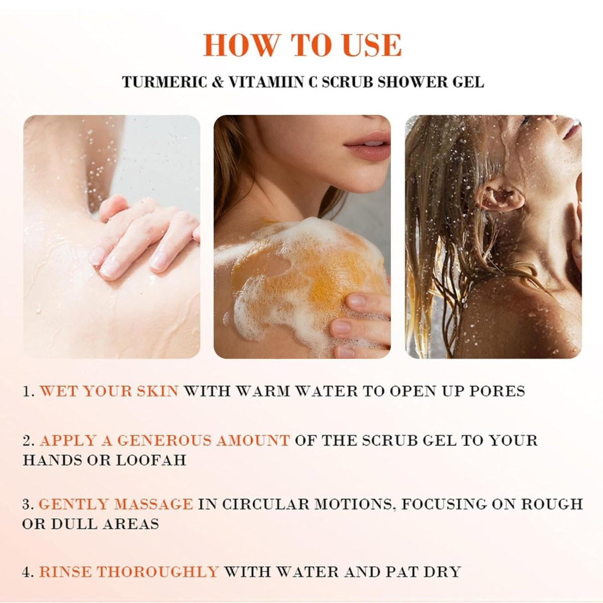 Amococo Turmeric Orange Vitamin C Body Wash with Cocoa Seed Exfoliant, Mattifying Scrub for Uneven Skin Texture, Body-Only Daily Use, 16.9 fl oz - görsel 9