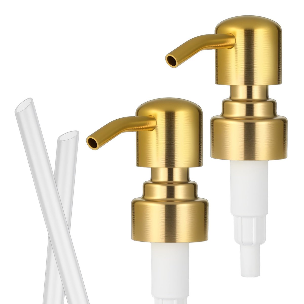 2 Pack Gold Soap Dispenser Pump Replacement, Stainless Steel Hand Liquid Soap Pump for Regular Mouth Bottles Standard 28/400 Neck Size for Hand Dish Soap Bottle and Lotion - görsel 1