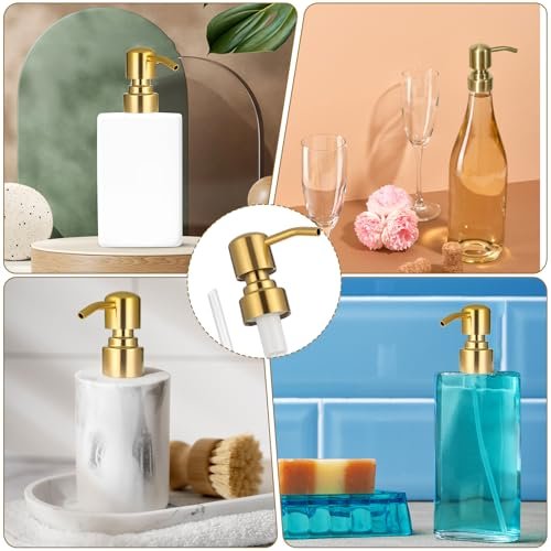 2 Pack Gold Soap Dispenser Pump Replacement, Stainless Steel Hand Liquid Soap Pump for Regular Mouth Bottles Standard 28/400 Neck Size for Hand Dish Soap Bottle and Lotion - görsel 14