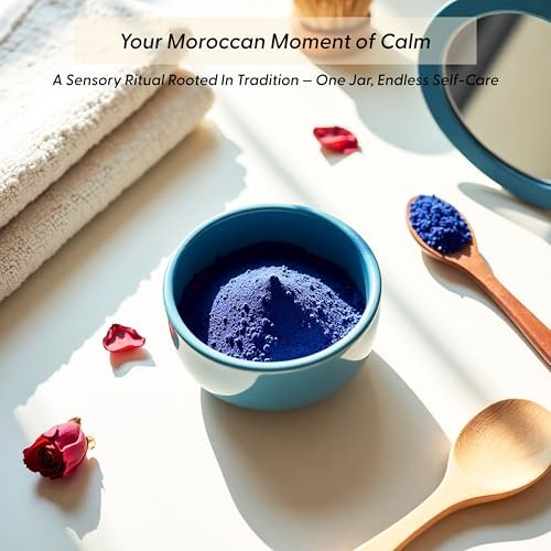 Argaviva Moroccan Nila Powder – Natural Blue Clay Mask for Face, Body & Hair – Exfoliates for Glowing, Even-Toned Skin – Plant-Based & Traditional Hammam Skincare for All Skin Types Avelisse