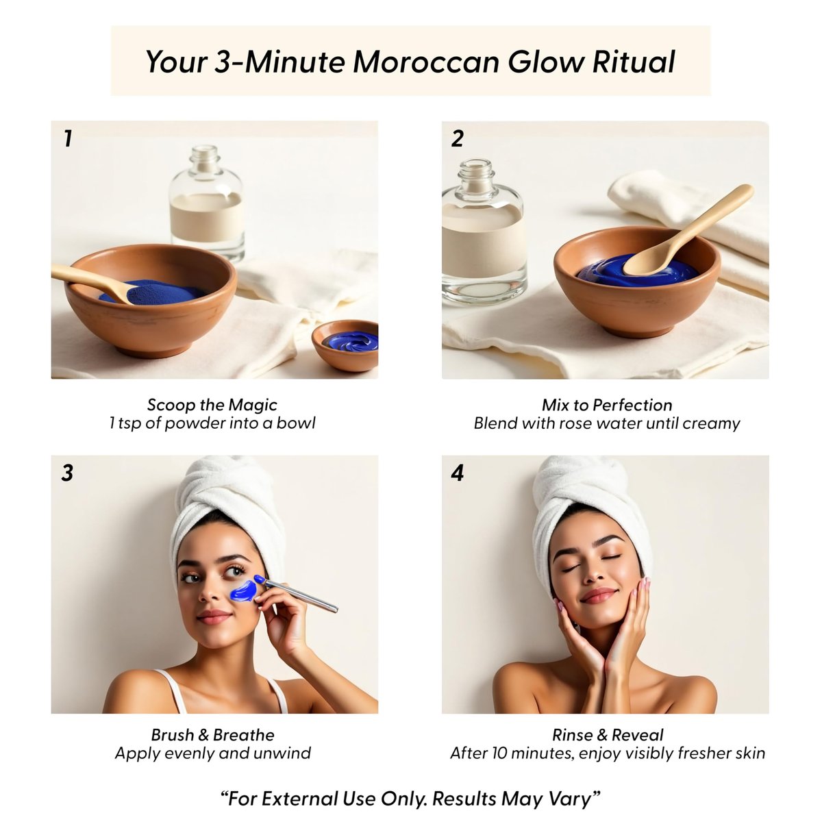 Argaviva Moroccan Nila Powder – Natural Blue Clay Mask for Face, Body & Hair – Exfoliates for Glowing, Even-Toned Skin – Plant-Based & Traditional Hammam Skincare for All Skin Types Avelisse