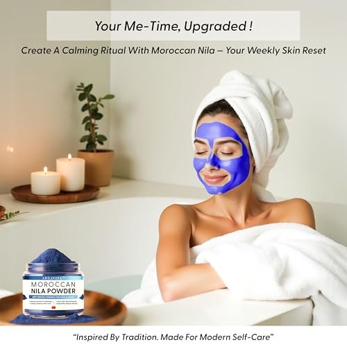 Argaviva Moroccan Nila Powder – Natural Blue Clay Mask for Face, Body & Hair – Exfoliates for Glowing, Even-Toned Skin – Plant-Based & Traditional Hammam Skincare for All Skin Types Avelisse
