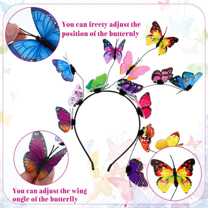 CIATBYYJ Butterfly Headband Fascinators for Women - Colorful Butterfly Crown for Tea Party, Wedding, Halloween Costume
