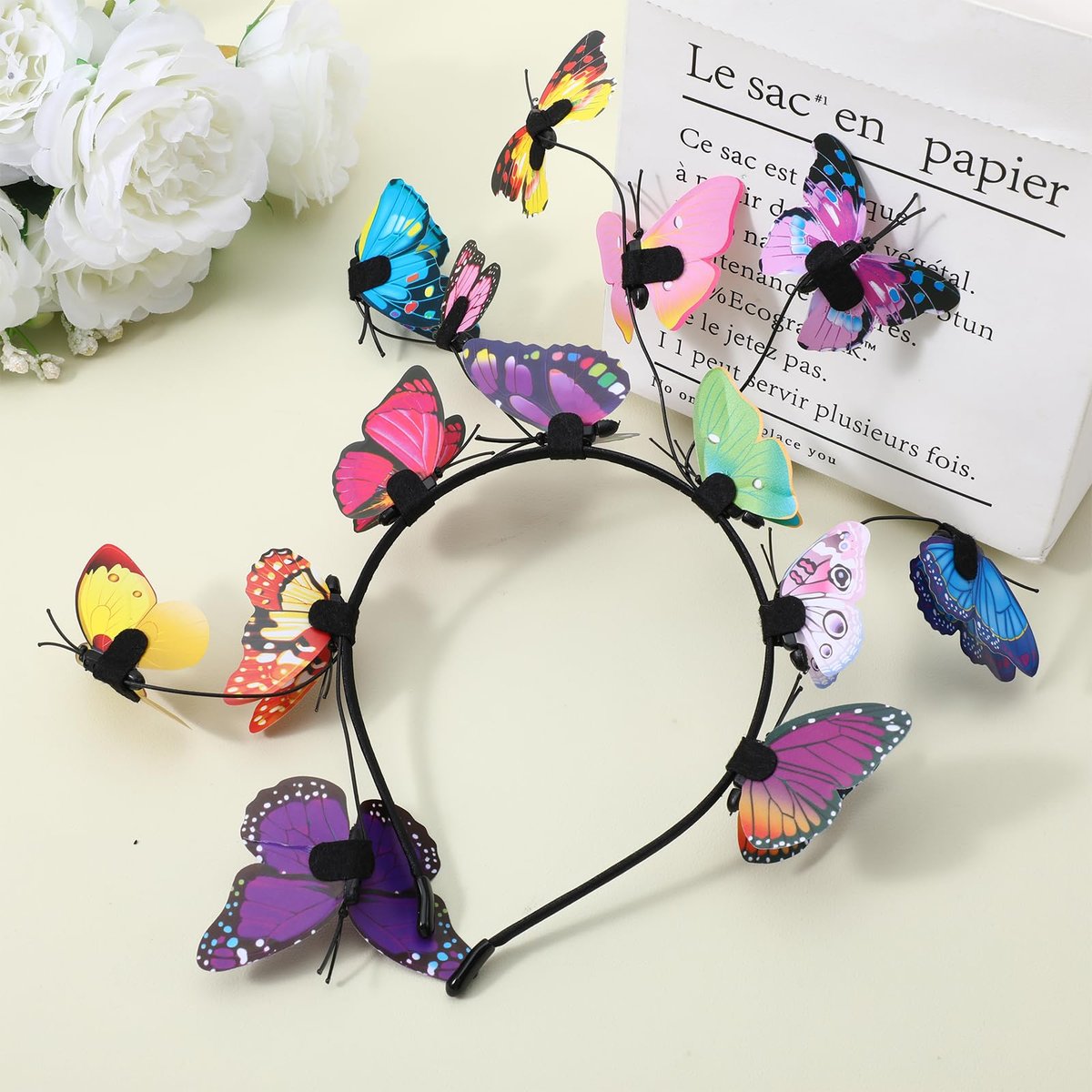 CIATBYYJ Butterfly Headband Fascinators for Women - Colorful Butterfly Crown for Tea Party, Wedding, Halloween Costume - görsel 9