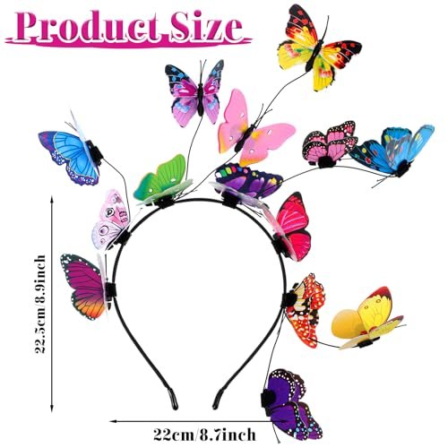 CIATBYYJ Butterfly Headband Fascinators for Women - Colorful Butterfly Crown for Tea Party, Wedding, Halloween Costume - görsel 4