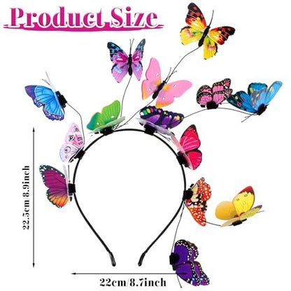CIATBYYJ Butterfly Headband Fascinators for Women - Colorful Butterfly Crown for Tea Party, Wedding, Halloween Costume