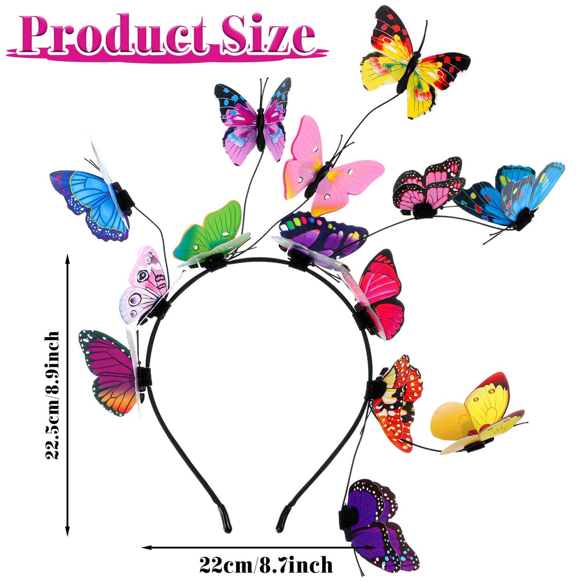 CIATBYYJ Butterfly Headband Fascinators for Women - Colorful Butterfly Crown for Tea Party, Wedding, Halloween Costume - görsel 3