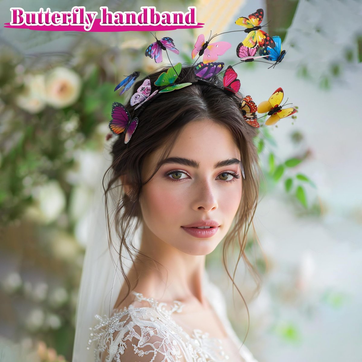 CIATBYYJ Butterfly Headband Fascinators for Women - Colorful Butterfly Crown for Tea Party, Wedding, Halloween Costume - görsel 7
