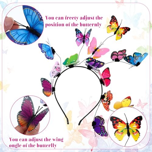 CIATBYYJ Butterfly Headband Fascinators for Women - Colorful Butterfly Crown for Tea Party, Wedding, Halloween Costume - görsel 6