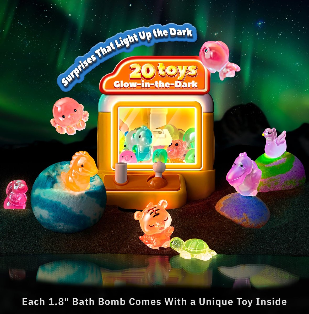 Bath Bombs for Kids with Surprise Inside – 20 Pack Handmade Fizzy Bath Balls with Glow-in-the-Dark Toys, Fun Gift Set for Boys & Girls, Great for Christmas or Advent Calendar Avelisse