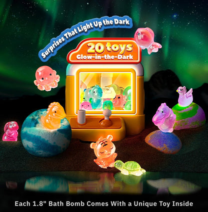 Bath Bombs for Kids with Surprise Inside – 20 Pack Handmade Fizzy Bath Balls with Glow-in-the-Dark Toys, Fun Gift Set for Boys & Girls, Great for Christmas or Advent Calendar Avelisse