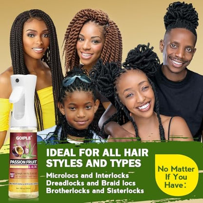 Goiple Loc Moisturizing Spray for Dull, Dry Locs - Daily Passion Fruit Hair and Scalp Moisturizer for Dreadlocks, Locs, Microlocks, Braids - Lightweight Refreshing Moisturizer Loc Spray for Anti-Frizz (10 Fl Oz)