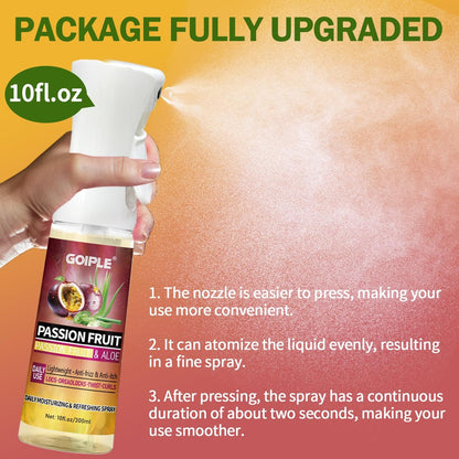 Goiple Loc Moisturizing Spray for Dull, Dry Locs - Daily Passion Fruit Hair and Scalp Moisturizer for Dreadlocks, Locs, Microlocks, Braids - Lightweight Refreshing Moisturizer Loc Spray for Anti-Frizz (10 Fl Oz)