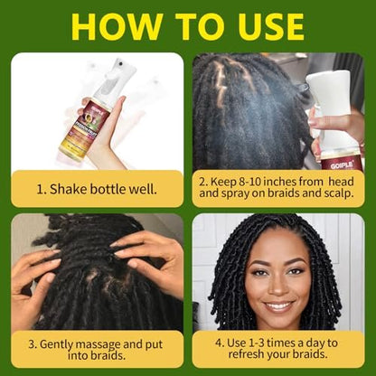 Goiple Loc Moisturizing Spray for Dull, Dry Locs - Daily Passion Fruit Hair and Scalp Moisturizer for Dreadlocks, Locs, Microlocks, Braids - Lightweight Refreshing Moisturizer Loc Spray for Anti-Frizz (10 Fl Oz)