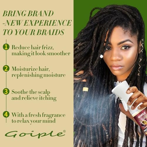 Goiple Loc Moisturizing Spray for Dull, Dry Locs - Daily Passion Fruit Hair and Scalp Moisturizer for Dreadlocks, Locs, Microlocks, Braids - Lightweight Refreshing Moisturizer Loc Spray for Anti-Frizz (10 Fl Oz) - görsel 6