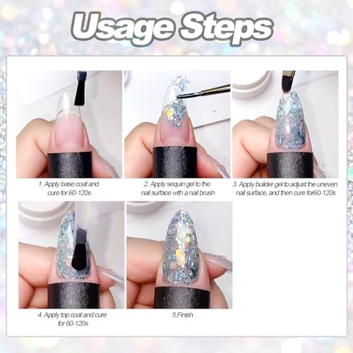 SUTOZMIWE Glitter Gel Nail Polish Set - 9 Colors Holographic Laser Effect Sparkle Shimmer 3D Gels, Soak Off UV Nail Polish for Home Salon DIY Manicure - görsel 18