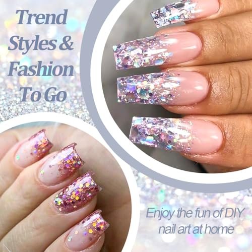 SUTOZMIWE Glitter Gel Nail Polish Set - 9 Colors Holographic Laser Effect Sparkle Shimmer 3D Gels, Soak Off UV Nail Polish for Home Salon DIY Manicure - görsel 6
