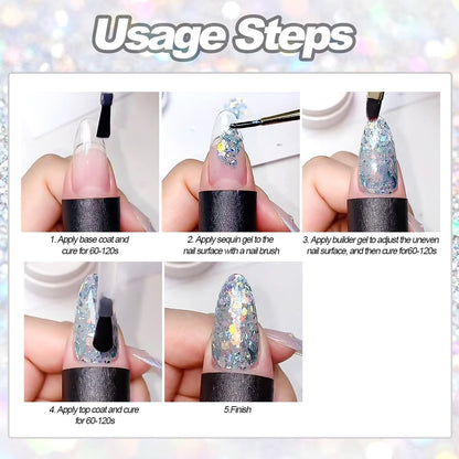 SUTOZMIWE Glitter Gel Nail Polish Set - 9 Colors Holographic Laser Effect Sparkle Shimmer 3D Gels, Soak Off UV Nail Polish for Home Salon DIY Manicure